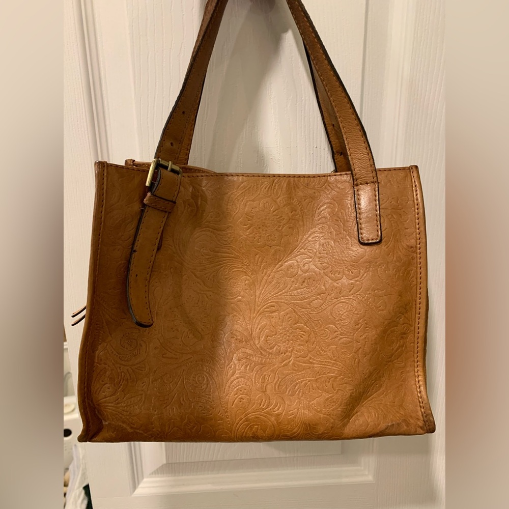 Elegant Tan Embossed Women's Handbag